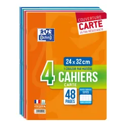 LOT DE 4 CAHIERS AGRAFE OXFORD 240X320 48P SEYES ASSORTI