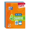 LOT DE 4 CAHIERS AGRAFE OXFORD 240X320 48P SEYES ASSORTI