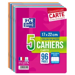 LOT DE 5 CAHIERS OXFORD AGRAFE 170X220 96P OPTIK P. SEYES ASSORTI