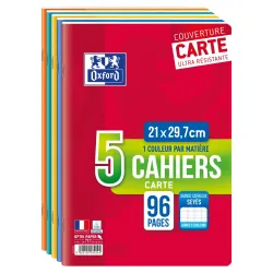 LOT DE 5 CAHIERS OXFORD AGRAFE 210X297 96P OPTIK P. SEYES ASSORTI