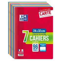 LOT DE 7 CAHIERS OXFORD AGRAFE 240X320 96P OPTIK P. SEYES ASSORTI