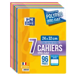 LOT DE 7 CAHIERS OPENFLEX AGRAFE 240X320 96P OPTIK P. SEYES ASSORTI