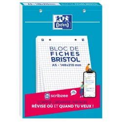 BLOC BRISTOL OXFORD 148X210 30 FICHES PERFOREES Q5 BLANC