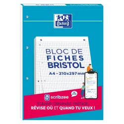 BLOC BRISTOL OXFORD 210X297 30 FICHES PERFOREES Q5 BLANC