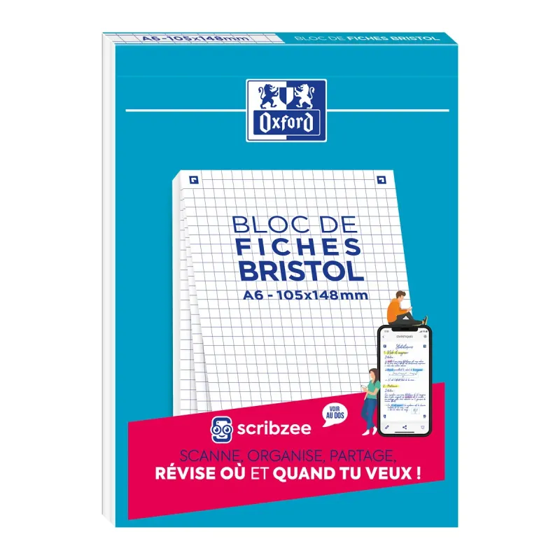BLOC BRISTOL OXFORD 105X148 30 FICHES NON PERFOREES Q5/5 BLANC