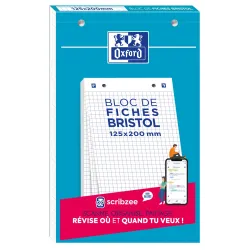 BLOC DE FICHES BRISTOL OXFORD 125X200 30 FICHES PERFOREES Q5 BLANC