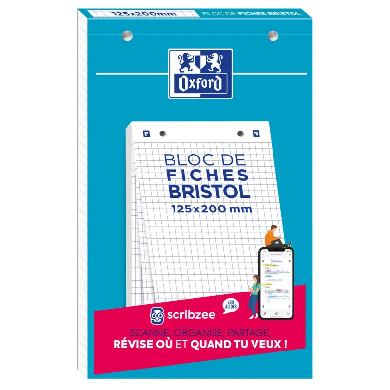 BLOC DE FICHES BRISTOL OXFORD 125X200 30 FICHES PERFOREES Q5 BLANC