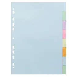 INTERCALAIRES A4 CARTE 8 POSITIONS COLORIS PASTELS