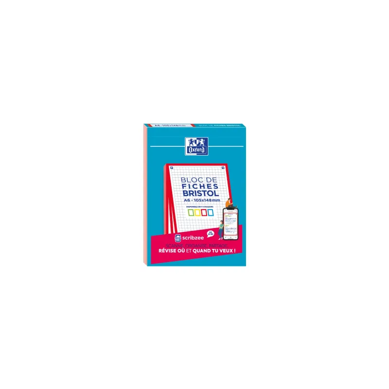 BLOC BRISTOL OXFORD 105X148 30 FICHES NON PERFOREES Q5/5 COULEURS ASSORTIES