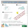 12 POCHETTES COINS ADHESIVES 17X17CM