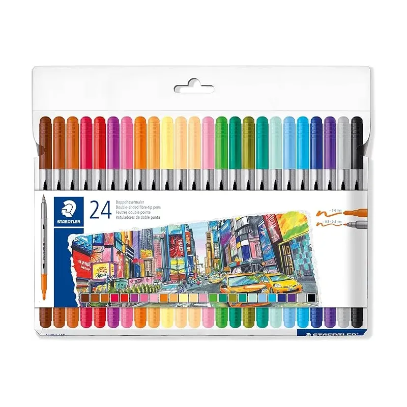 ETUI 24 FEUTRES DOUBLE POINTE COULEURS ASSORTIES STAEDTLER ETUI 24 FEUTRES DOUBLE POINTE COULEURS ASSORTIES STAEDTLER