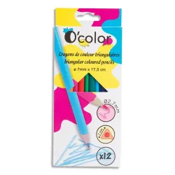12 CRAYONS DE COULEURS COLORIS ASSORTIS