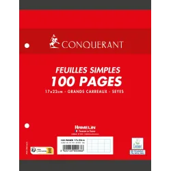 FEUILLETS MOBILES 17X22 100P SEYES 90G BLANC