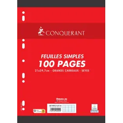 FEUILLETS MOBILES 21X29,7 100P SEYES 90G BLANC