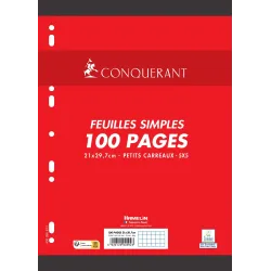 FEUILLETS MOBILES 21X29,7 100P 5X5 90G BLANC