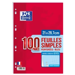 FEUILLETS MOBILES 21X29,7 100P SEYES 90G BLEU