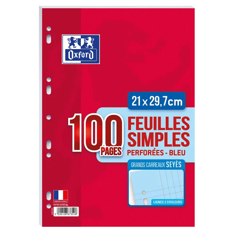 FEUILLETS MOBILES 21X29,7 100P SEYES 90G BLEU