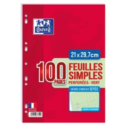 FEUILLETS MOBILES 21X29,7 100P SEYES 90G VERT