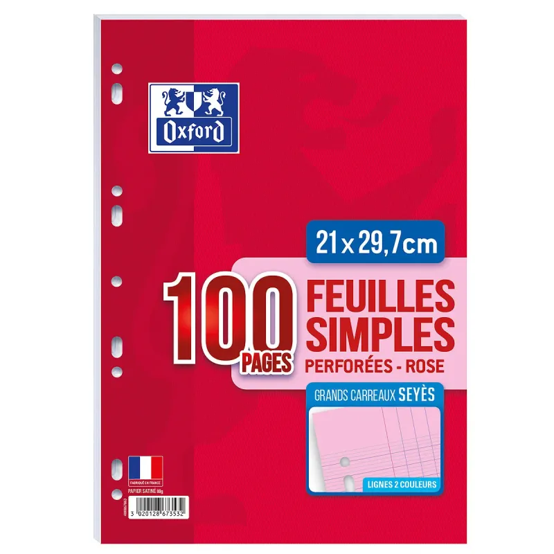FEUILLETS MOBILES 21X29,7 100P SEYES 90G ROSE