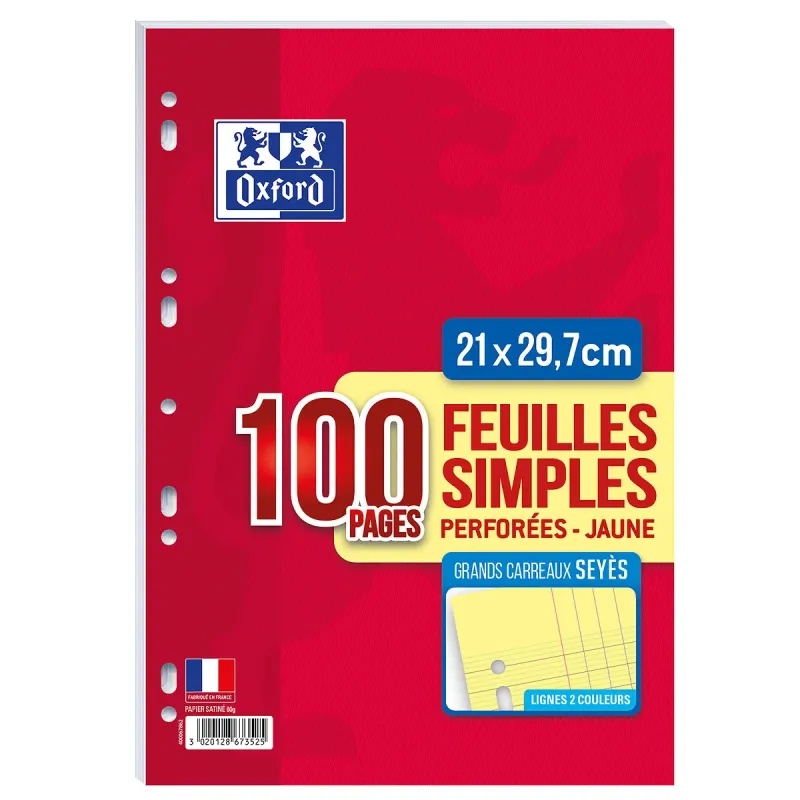 FEUILLETS MOBILES 21X29,7 100P SEYES 90G JAUNE