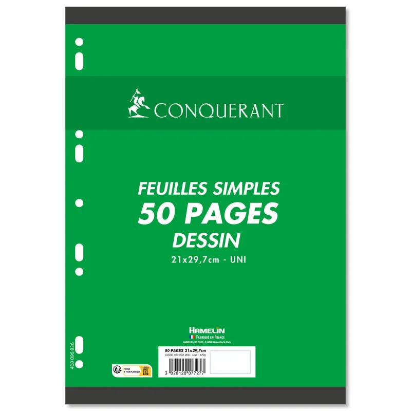 FEUILLES MOBILES DESSIN 21X29,7 50P UNI 120G