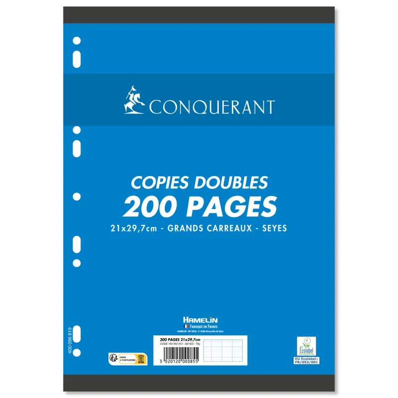 COPIES DOUBLES 21X29,7 200P SEYES 70G BLANC