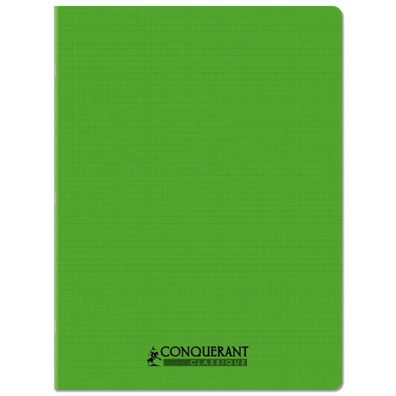 CAHIER PP VERT 24X32 96P 5X5 90G PIQURE