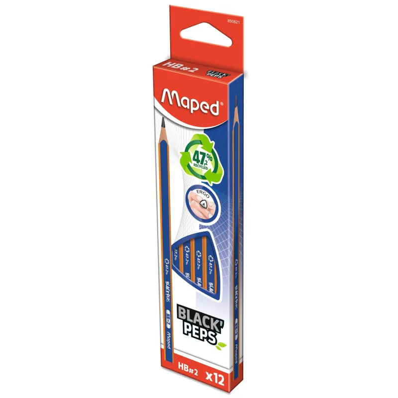 Maped - 1 x Crayon Graphite BLACK'PEPS NAVY GREEN recyclé HB (47% matière recyclée et 19% matière naturelle)
