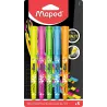 Maped - 5 Surligneurs FLUO'PEPS PEN : Bleu, Vert, Jaune, Orange, Rose, sous blister