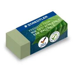 STAEDTLER® 526 83 - Gomme vert olive sans latex 40 x 19 x 13 mm composé à 56% de matériaux naturels et renouvelables