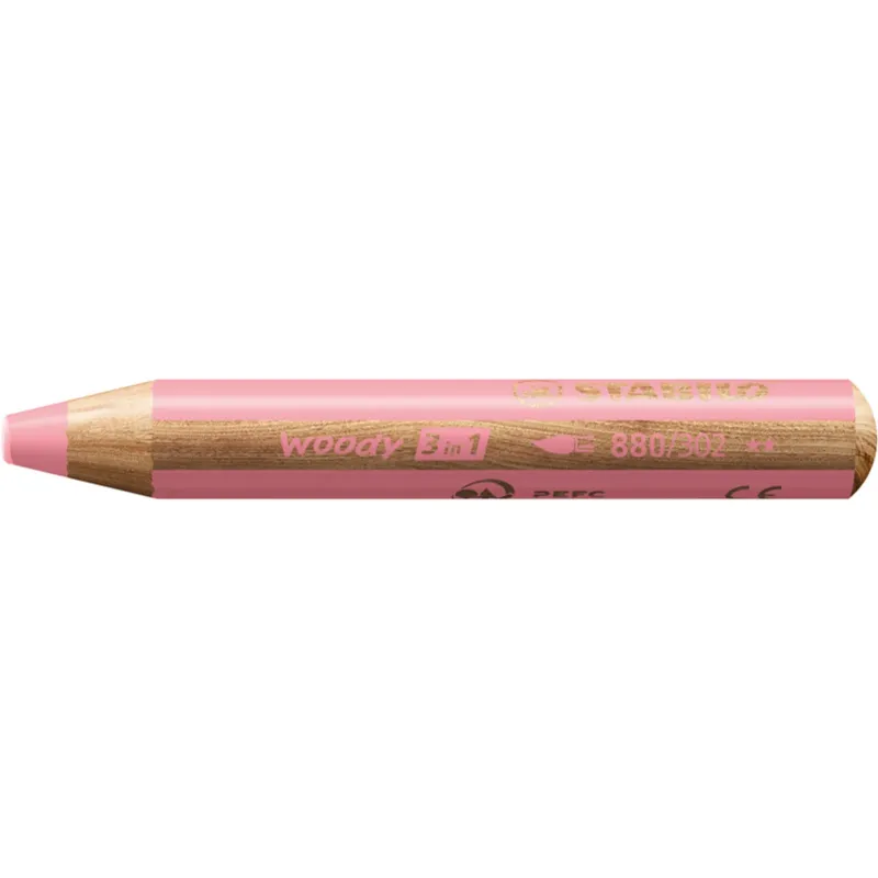 Crayon multi-talents STABILO woody 3 in 1 - rose pastel