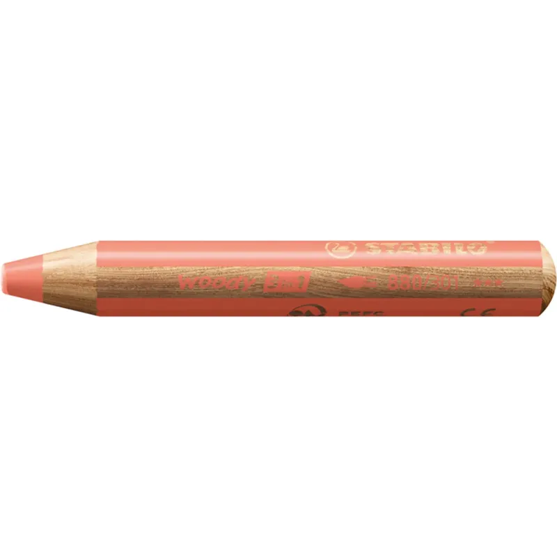 Crayon multi-talents STABILO woody 3 in 1 - rouge pastel