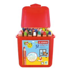 Schoolbox x 38 crayons multi-talents STABILO woody 3 in 1 + 3 taille-crayons