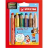 Etui carton x 6 crayons multi-talents STABILO woody 3 in 1 + 1 taille-crayon