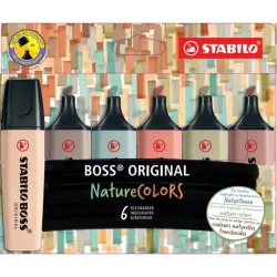 Etui carton x 6 surligneurs STABILO BOSS ORIGINAL NatureCOLORS