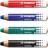Etui carton x 4 crayons marqueurs STABILO MARKdry + 1 taille-crayon + 1 chiffonnette - rouge + bleu + vert + noir