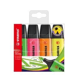 Pochette x 4 surligneurs STABILO BOSS ORIGINAL - jaune + vert + orange + rose