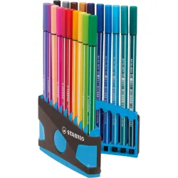 ColorParade x 20 feutres de dessin pointe moyenne STABILO Pen 68 boîtier gris/turquoise