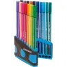 ColorParade x 20 feutres de dessin pointe moyenne STABILO Pen 68 boîtier gris/turquoise