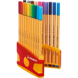 ColorParade x 20 stylos-feutres pointe fine STABILO point 88 boîtier rouge/orange