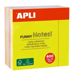 Notes adhésives fluorescentes 75x75 mm - 400 feuilles repositionnables