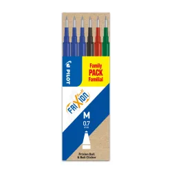 SET DE 6 RECHARGES FRIXION - 3X BLEU NOIR ROUGE VERT - POINTE MOYENNE