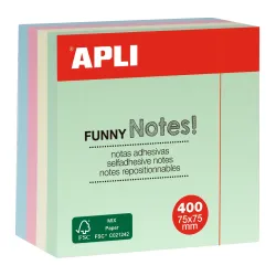 Notes adhésives pastel 75x75 mm - 400 feuilles repositionnables