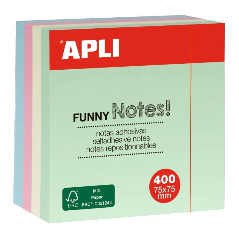 Notes adhésives pastel 75x75 mm - 400 feuilles repositionnables