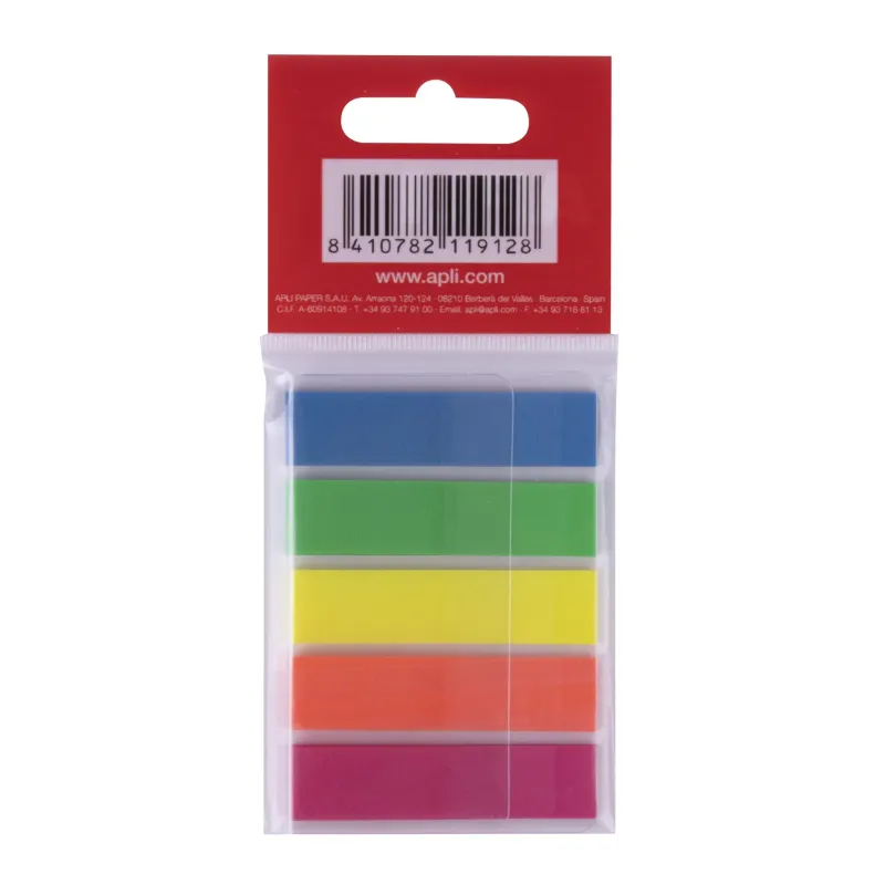 Marque-pages adhésifs fluorescents 45x12 mm - 125 index repositionnables