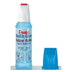 PENTEL, Roll'n Glue, colle liquide transparente ER153, flacon bleu 30 ml
