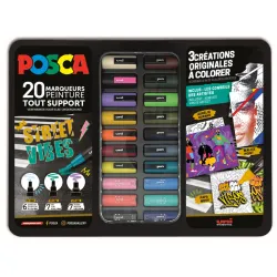 malette posca, marqueurs peinture, feutres peinture, 20 posca, pot posca