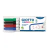 GIOTTO ROBERCOLOR - ETUI 4 FEUTRES TABLEAU BLANC - POINTE OGIVE FINE 2,7MM (BLEU ROUGE NOIR VERT)