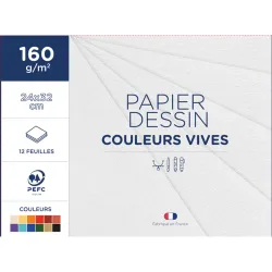 POCHETTE 12F DESSIN COUL VIVES 24X32 160G