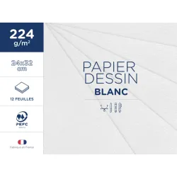 POCHETTE 12F DESSIN BLANC 24X32 224G